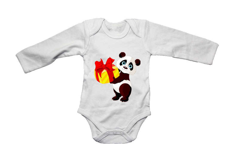 Christmas Present Panda - Baby Grow