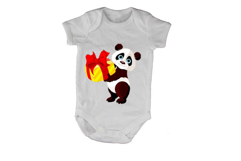 Christmas Present Panda - Baby Grow
