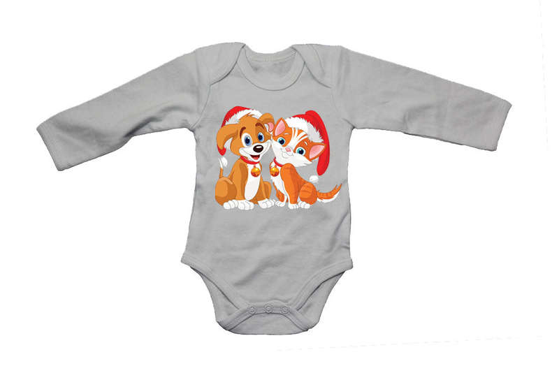 Christmas Kitten & Puppy - Baby Grow
