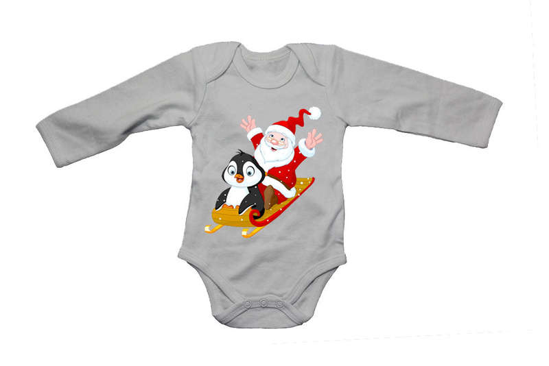 Christmas Penguin with Santa - Baby Grow