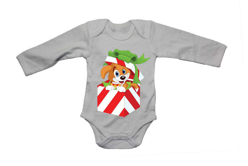 Christmas Puppy Gift - Baby Grow