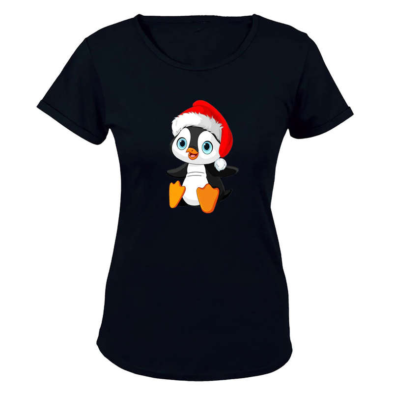 Christmas Sitting Penguin - Ladies - T-Shirt