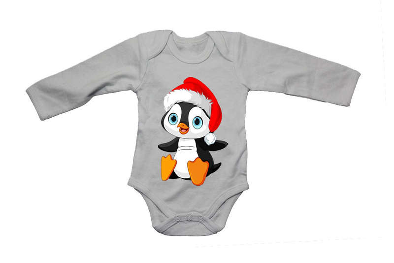 Christmas Sitting Penguin - Baby Grow