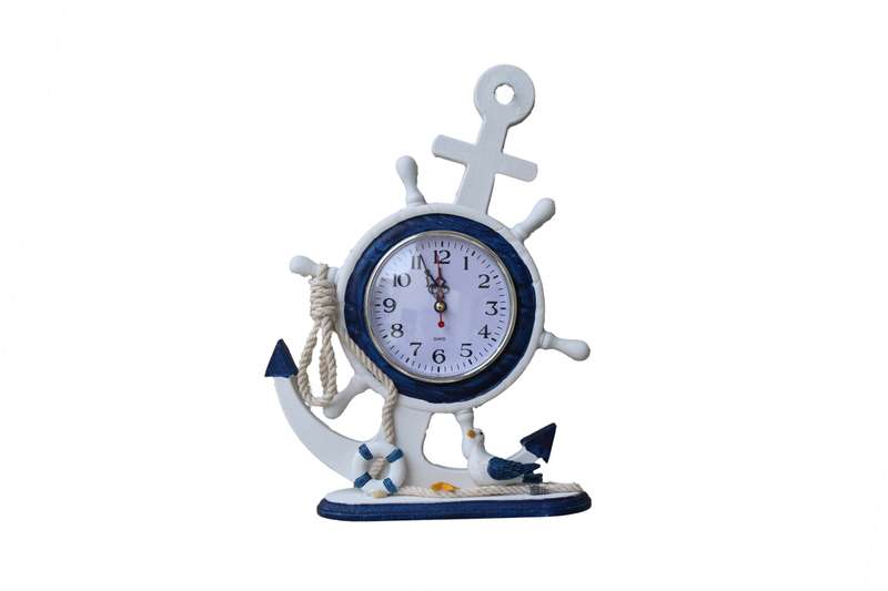 Nautical Standing Clock with a Seagull and Life Saver