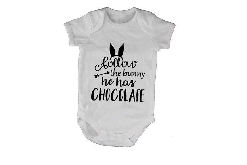 Follow The Bunny - He Has Chocolate! - Baby Grow