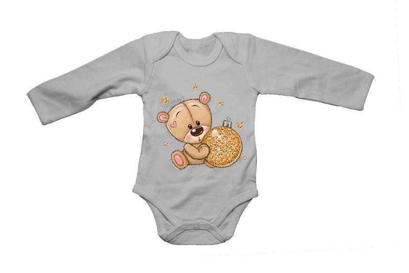 Glitter Christmas Teddy & Bauble - Baby Grow