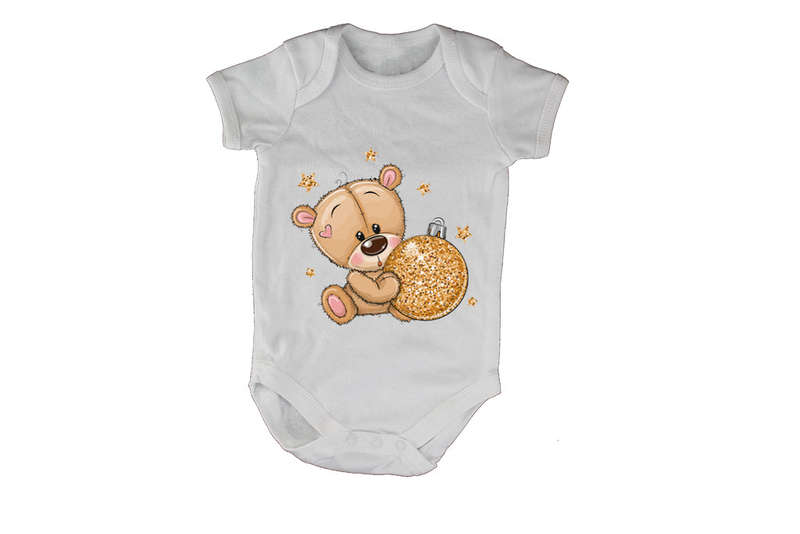 Glitter Christmas Teddy & Bauble - Baby Grow