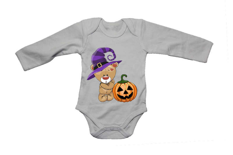 Halloween Brown Teddy & Pumpkin - Baby Grow