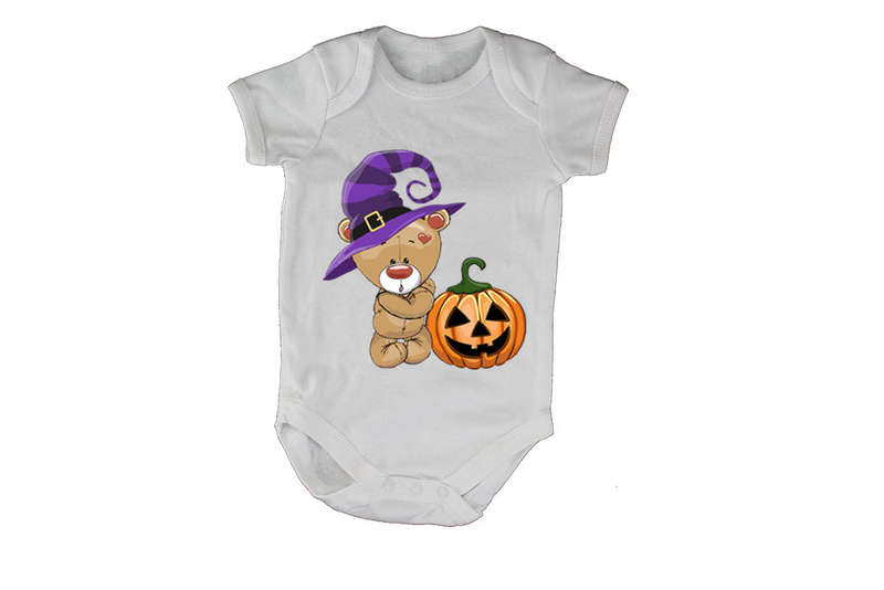 Halloween Brown Teddy & Pumpkin - Baby Grow