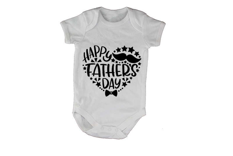 Happy Fathers Day - Heart & Stars - Baby Grow