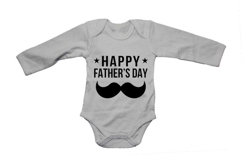 Happy Fathers Day - Mustache & Stars - Baby Grow