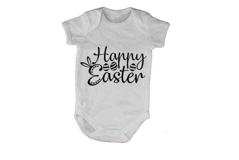 Happy Easter, Patterned Eggs - Baby Grow