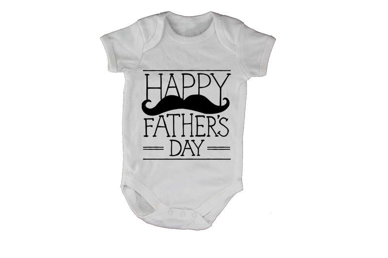 Happy Fathers Day - Mustache - Baby Grow