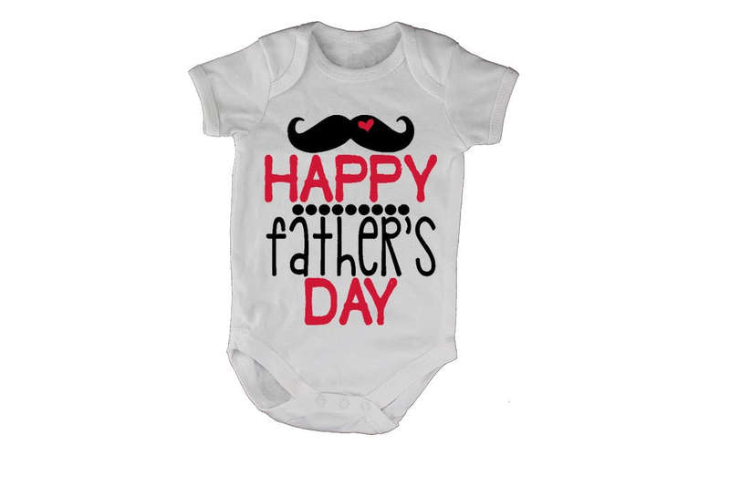Happy Fathers Day - Red and Black - Baby Grow