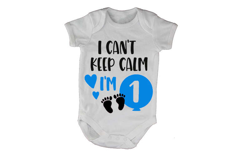 I Can't Keep Calm, I'm 1 - Blue - Baby Grow