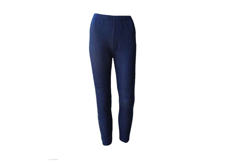 Dark Blue Jeggings With Sparkle - M-L
