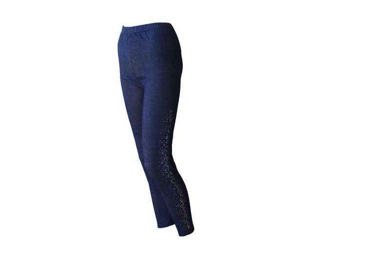Dark Blue Jeggings With Sparkle - M-L