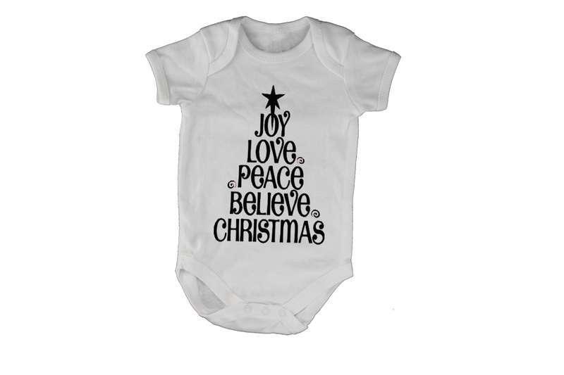 Joy - Love - Peace - Christmas Tree! - Baby Grow