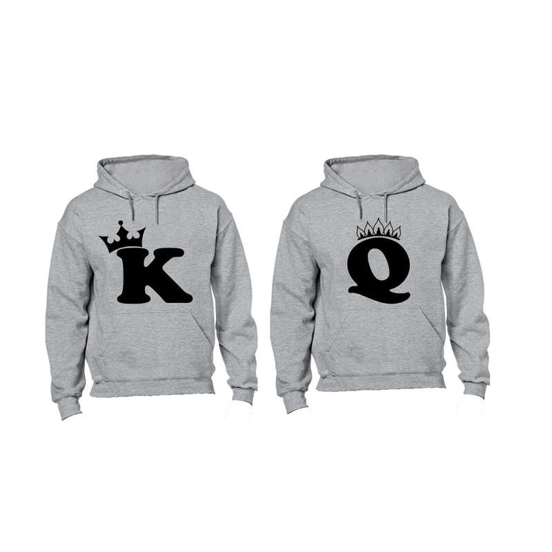 K + Q = King + Queen- Front Print - Couples Hoodies (1 Set)