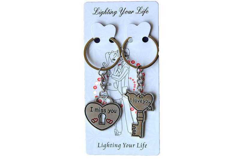 His and Hers Matching Keyrings, with Lock and Key