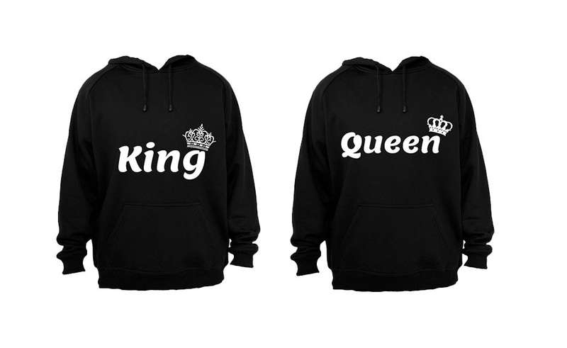 King and Queen - Couples Hoodies (1 Set) - L / M / Black