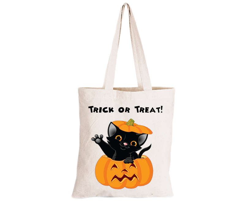Halloween Kitten in a Pumpkin - Eco-Cotton Trick or Treat Bag