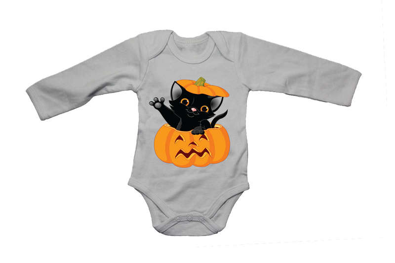 Halloween Kitten in a Pumpkin - Baby Grow