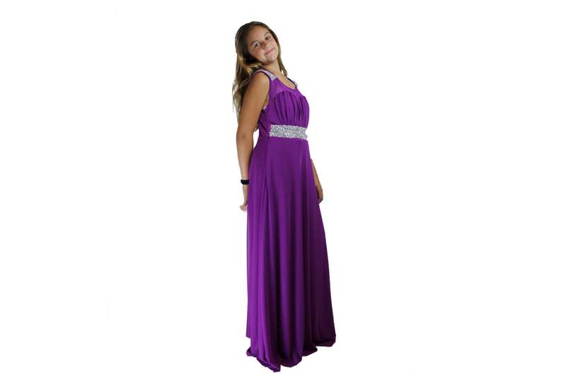Long Purple Evening Dress with Silver Sparkle - XL