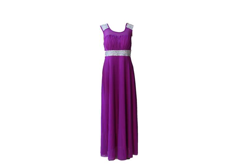 Long Purple Evening Dress with Silver Sparkle - XL