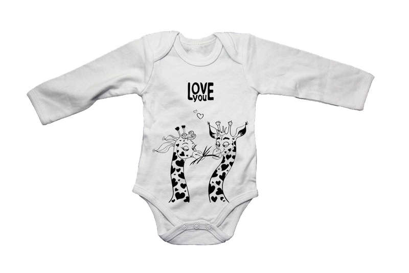 Love You - Giraffe - Valentine - Baby Grow