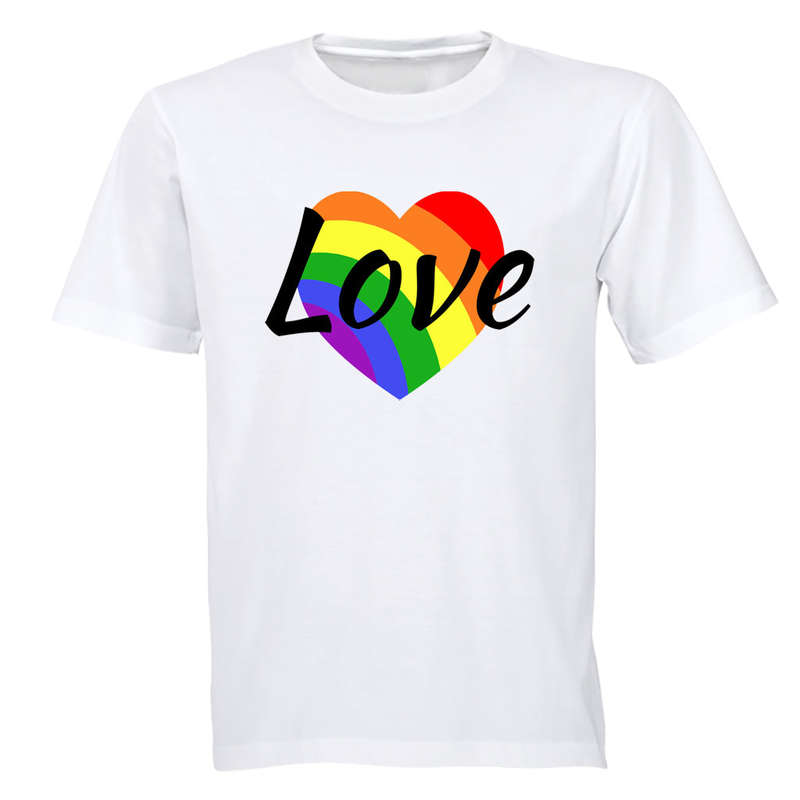 Love Heart, Pride - Adults - T-Shirt - 5XL / Black / Short