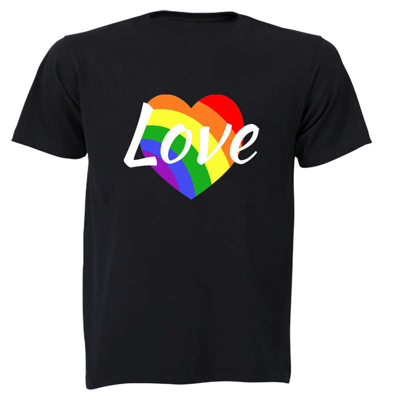 Love Heart, Pride - Adults - T-Shirt - 5XL / Black / Short