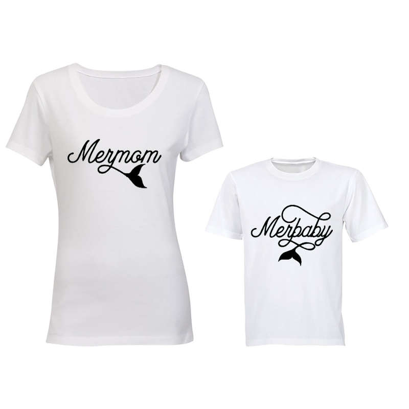 Mermom & Merbaby Mermaids - Family Tees - Mom | Young Child