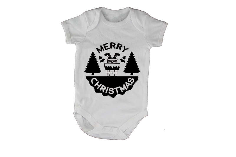 Merry Christmas - Chimney Santa - Baby Grow