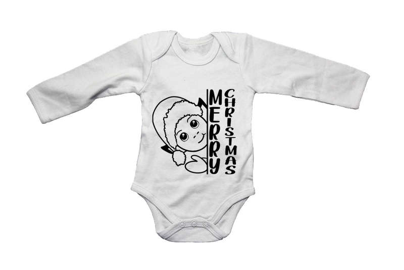 Merry Christmas - Peeking Elf - Baby Grow