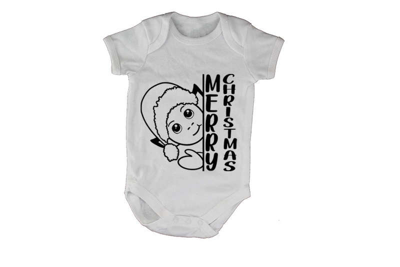 Merry Christmas - Peeking Elf - Baby Grow