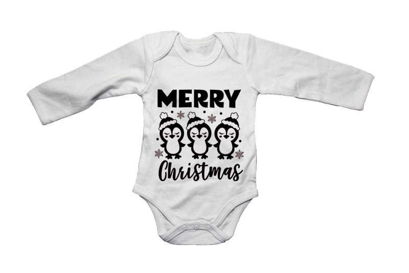Merry Christmas - Penguins - Baby Grow