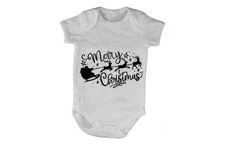 Merry Christmas - Santa Sleigh - Baby Grow