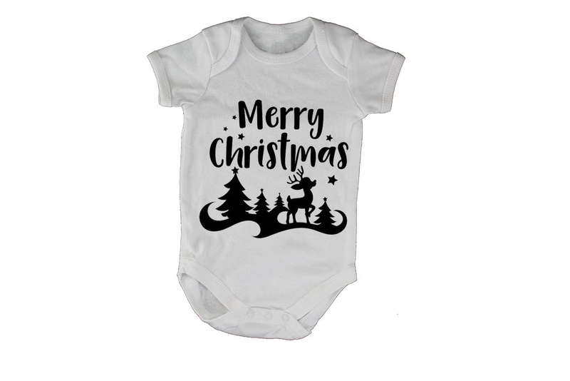 Merry Christmas - Reindeer Silhouette - Baby Grow