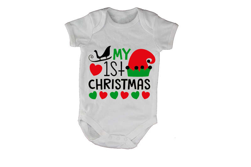 My First Christmas - Elf Hat - Baby Grow