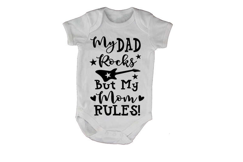 Dad Rocks, Mom Rules - Baby Grow