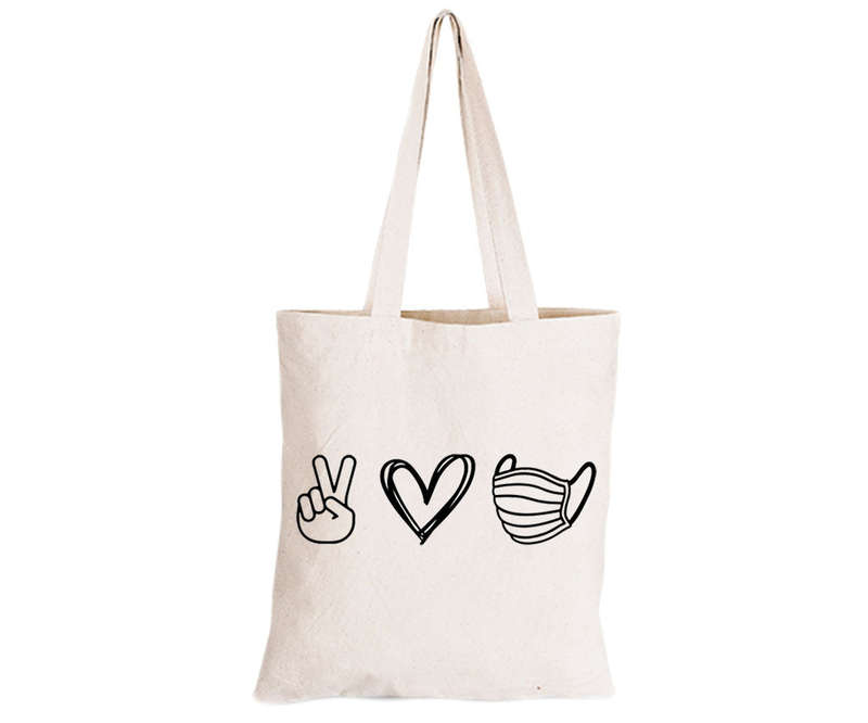 Peace. Love. Mask - Eco-Cotton Natural Fibre Bag