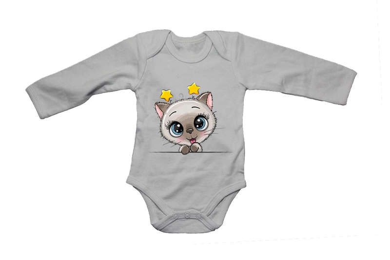 Peeking Kitten - Stars - Baby Grow