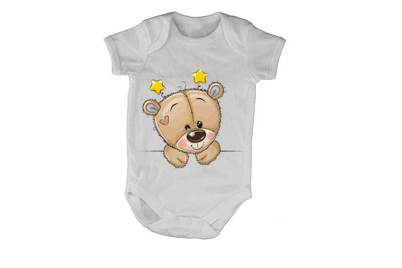 Peeking Teddy - Stars - Baby Grow