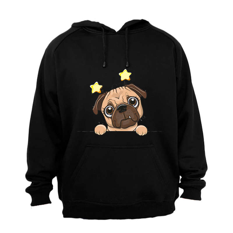 Peeking Pug, Stars - Hoodie