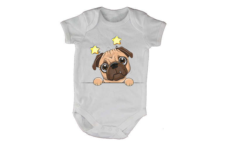 Peeking Pug, Stars - Baby Grow