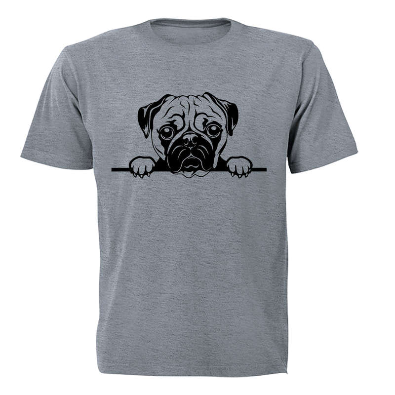 Peeking Pug - Adults - T-Shirt - 2XL / Black / Short