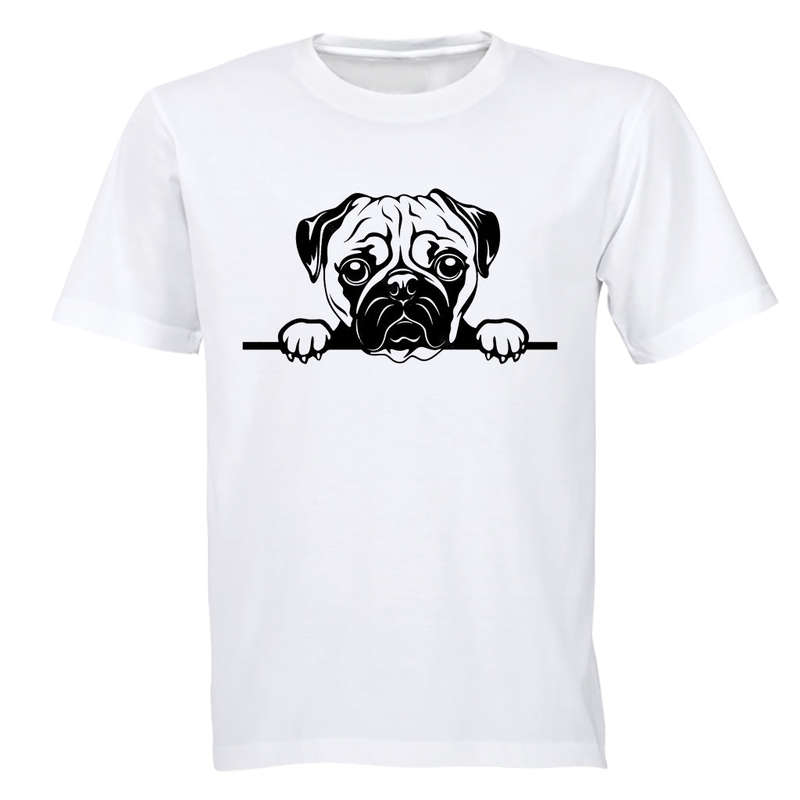 Peeking Pug - Adults - T-Shirt - 2XL / Black / Short