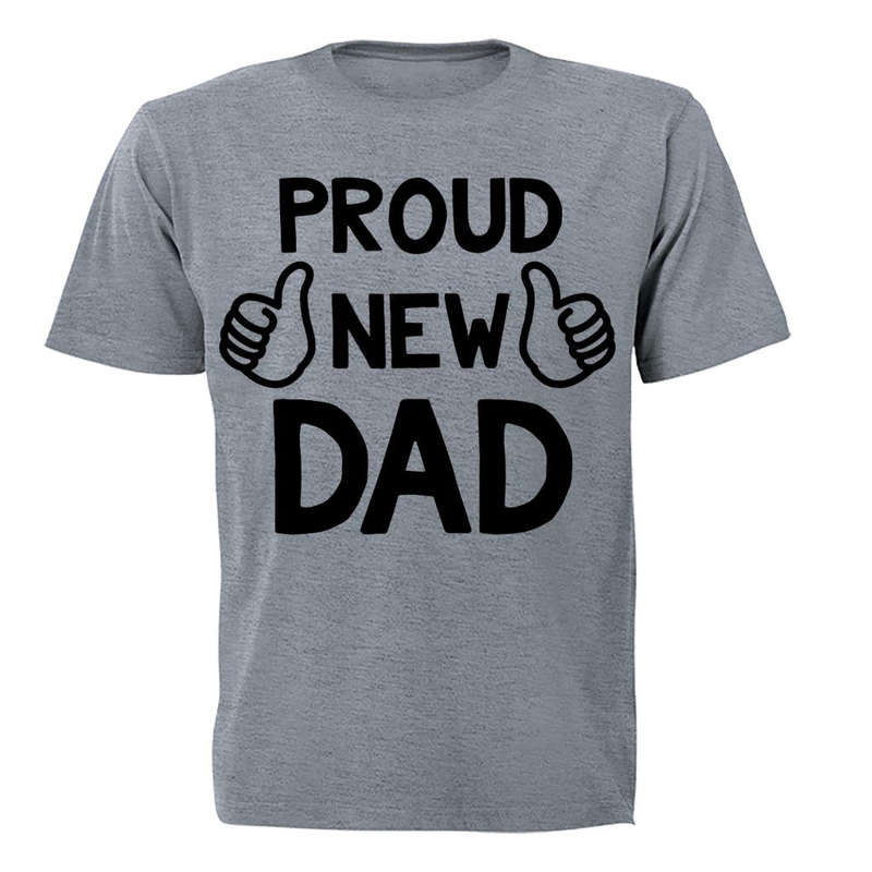 Proud New Dad - Adults - T-Shirt - L / Grey / Short