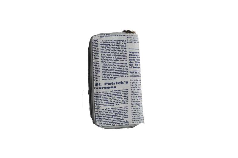 Grey Large Purse with Newspaper Design & Windmill Detail (200mm x 100mm)